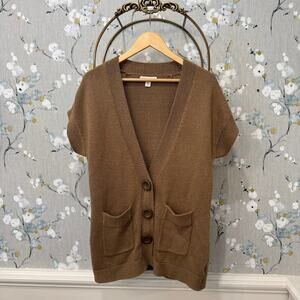Coldwater Creek Metallic Brown Short Sleeve Cardigan - Size M